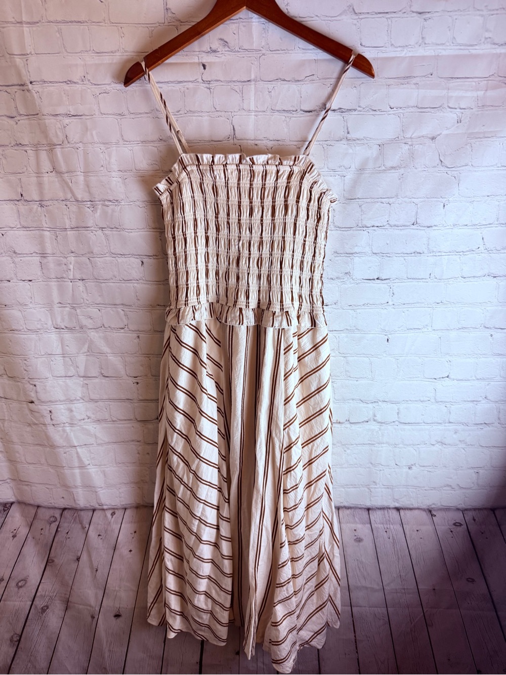 Trixxi Cream Maxi Dress with Brown Stripe Detail